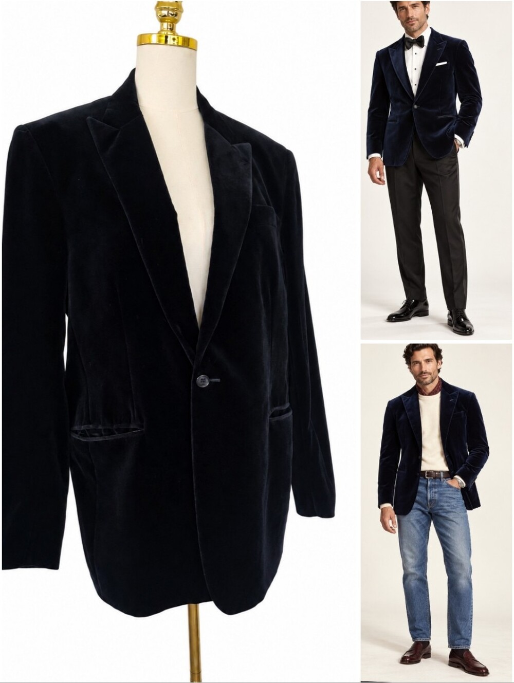 Polo Ralph Lauren 46R Midnight Blue Velvet Blazer Made in Italy Connery